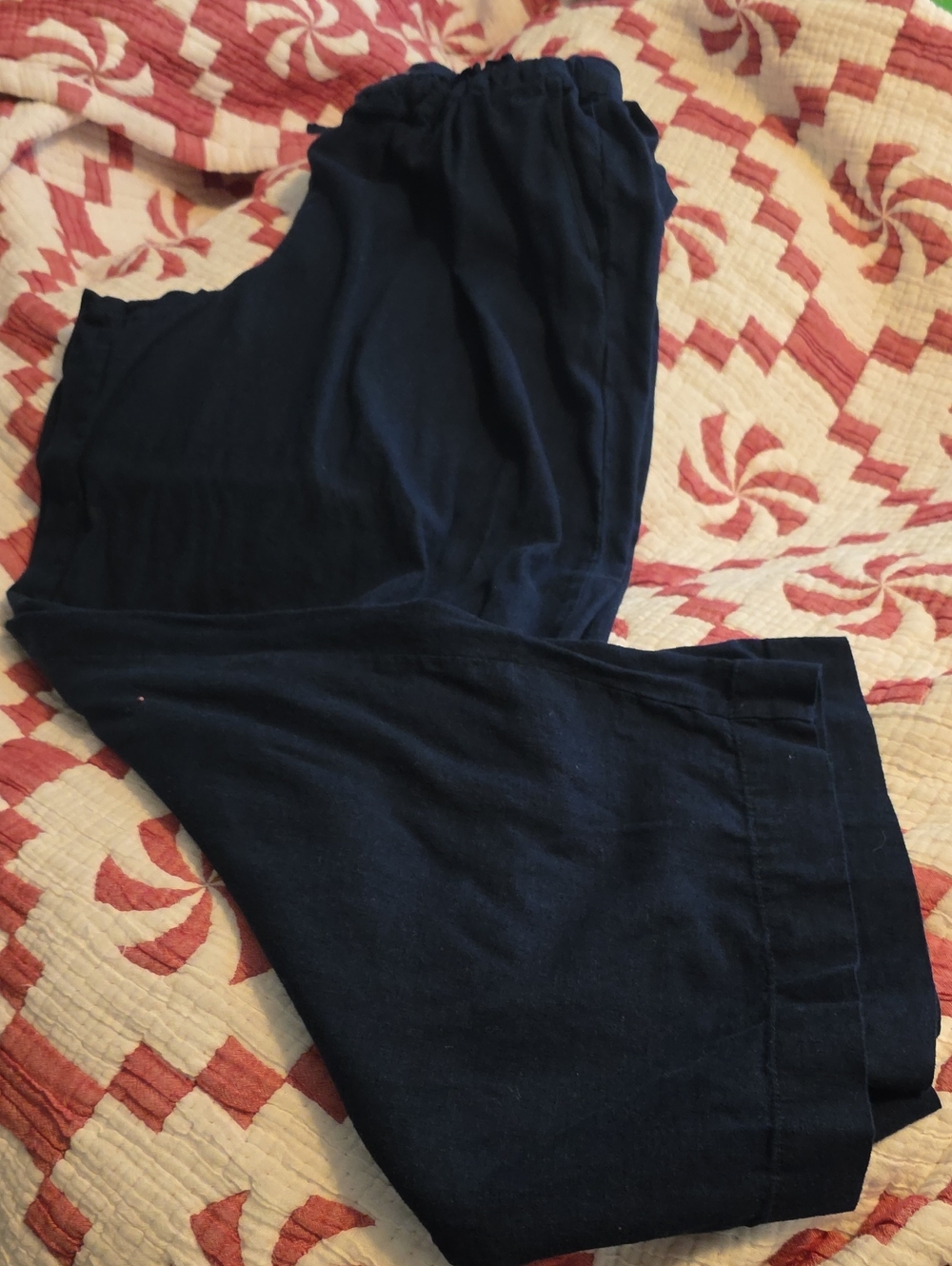 Womens Time And Tru Linen Blend Pants Navy XL